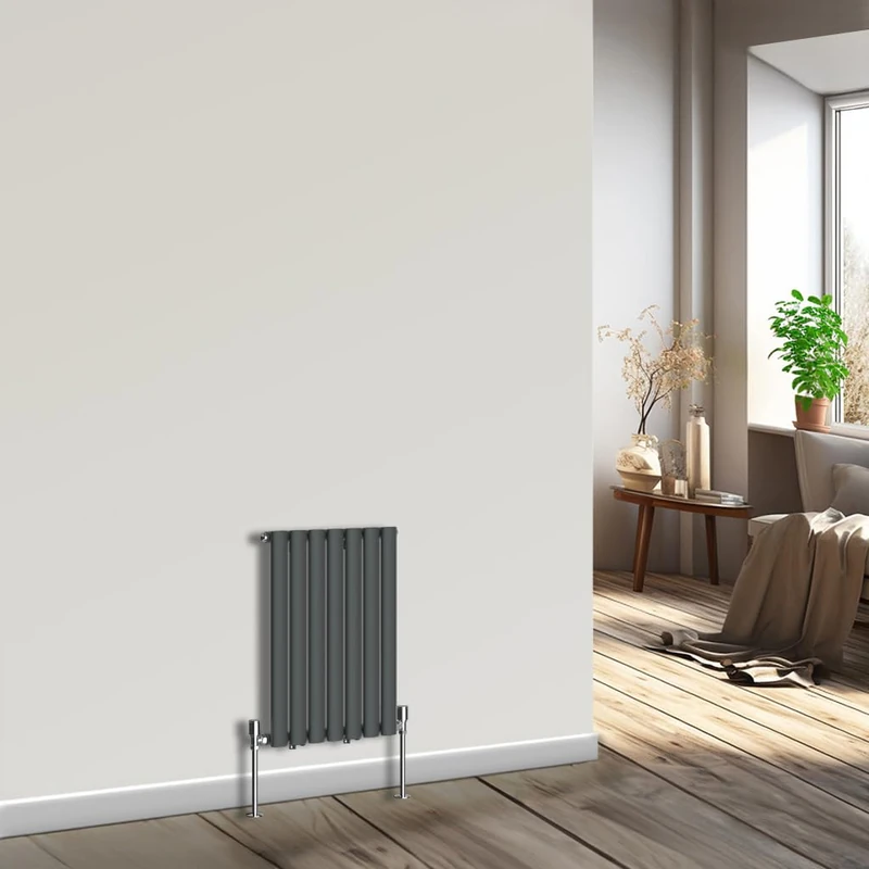 NRG Horizontal Oval Column Radiator 600x413mm Single Panel Anthracite