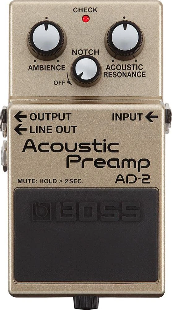 BOSS AD-2 Acoustic Preamp Guitar Pedal, Acoustic-electric guitar preamp with advanced BOSS sound processing