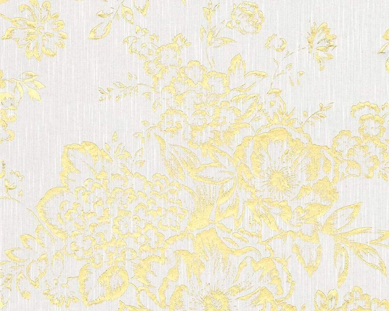 Architects Paper 306571 30657-1 Metallic Silk Wallpaper with Floral Flowers 10.05 m x 0.53 m Made in Germany