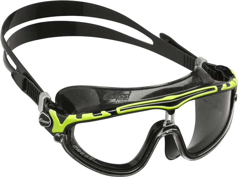Cressi Skylight Full-Face Snorkel Mask - Comfort Fit Swim Goggles - Anti-Fog UV Protection - Diving Mask - One Size - Black/Black Lime - Image 1