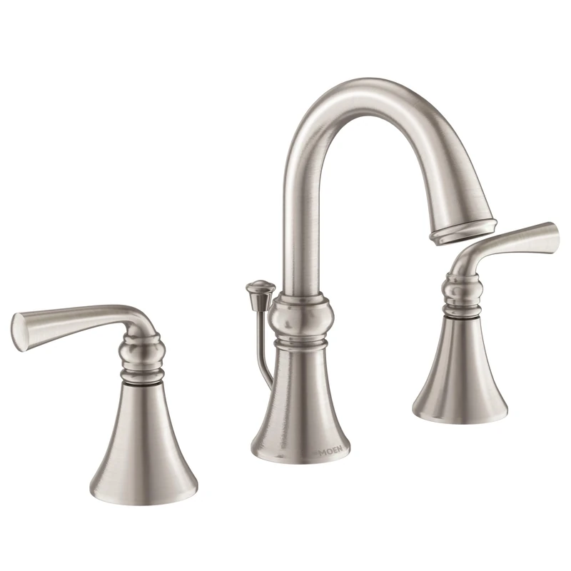 Moen WS84855SRN Wetherly Two-Handle High Arc Bathroom Faucet, Spot Resist Brushed Nickel
