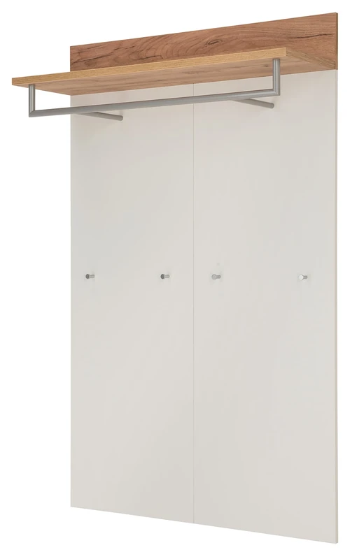 Germania Coat Rack Panel 3773 GW-Topix, in White/Navarra-oak repro, 96 x 147 x 29 cm (WxHxD)