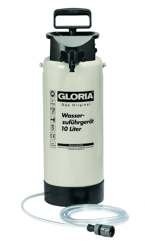 GLORIA Water Supply Unit Type 10 | 10 L Plastic Water Pressure Tank | 4 m Hose Including Quick Coupling & Water Stop