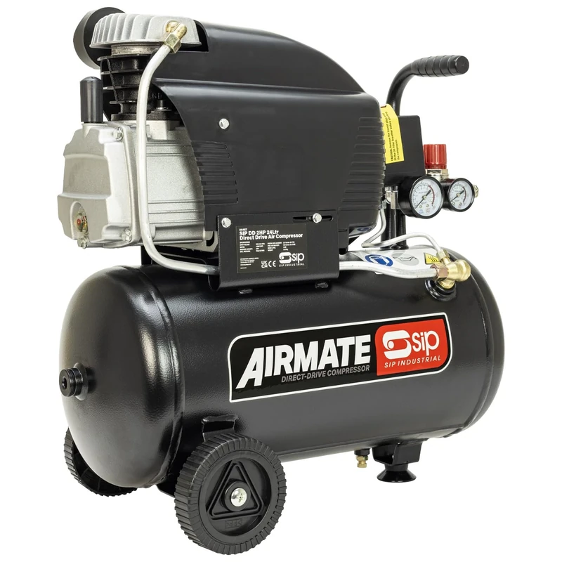 SIP Airmate Air Compressor Oil-Lubricated Direct Drive, 230V 24L 2hp 1.5kW 116psi 8 Bar 8CFM