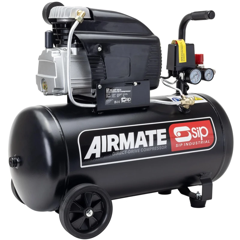SIP Airmate Air Compressor Oil-Lubricated Direct Drive, 230V 50L 2hp 1.5kW 116psi 8 Bar 8CFM