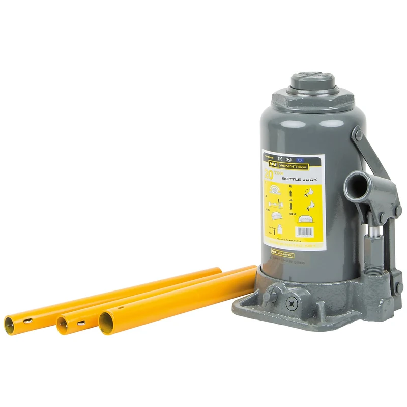 WINNTEC 20 Ton Hydraulic Bottle Jack, 244mm to 449mm Lifting Height with a 60mm Screw Extension