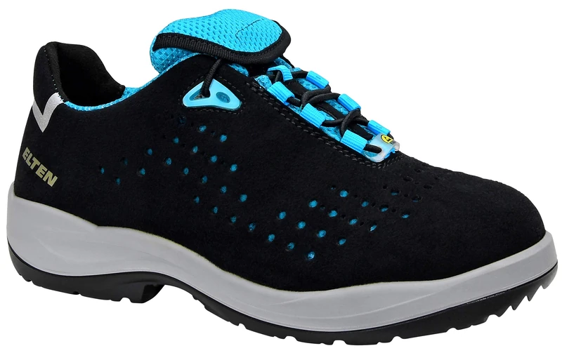 ELTEN IMPULSE Lady Aqua Low ESD S1P Women's Safety Shoes Sporty Lightweight Black/Aqua Steel Toe Cap - Size 40