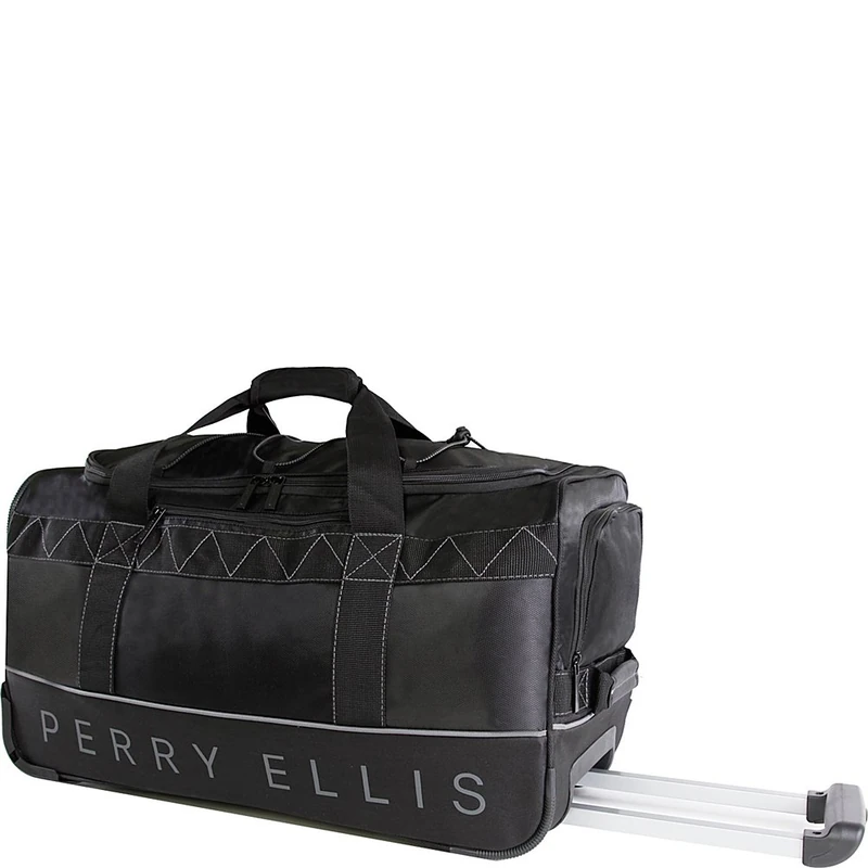 Perry Ellis Men's 24" Lightweight Rolling Bag-A324 Duffel Bag, Black/Grey, One Size