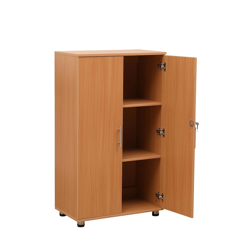 Beech Storage Cabinet Cupboard Bookcase Filing Stationary Cabinet 2 Door Locking Unit, for Home Garage , Utility