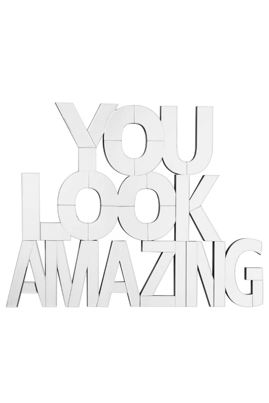 MirrorOutlet Modern Unique -You Look Amazing- mirror 90cm x 116cm, JH039, Frameless - Image 1