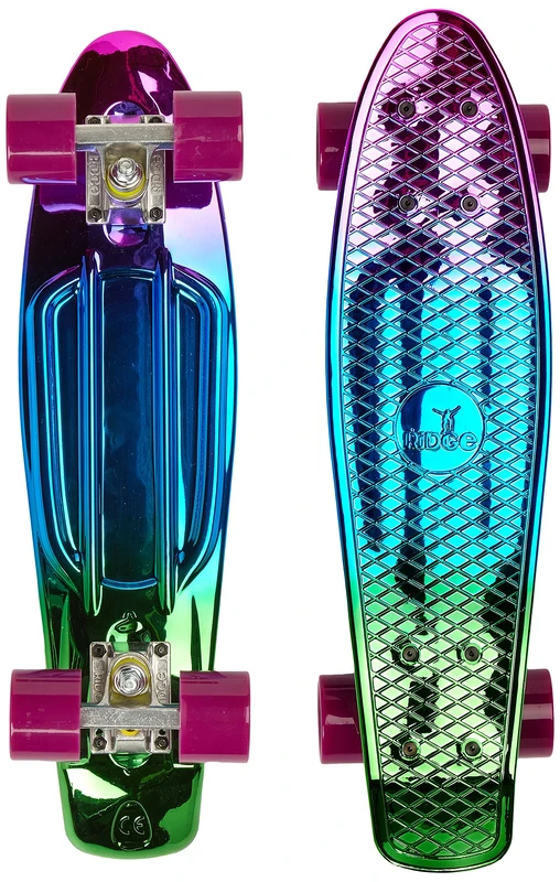 Ridge Skateboards Rainbow Neochrome 22" Mini Cruiser Complete board - UK Manufactured - Metallic Fades