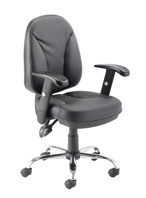 Office Hippo Ergonomic Contemporary Office Chair, Highly Adjustable, Black PU Leather, Lock Tilt Recline