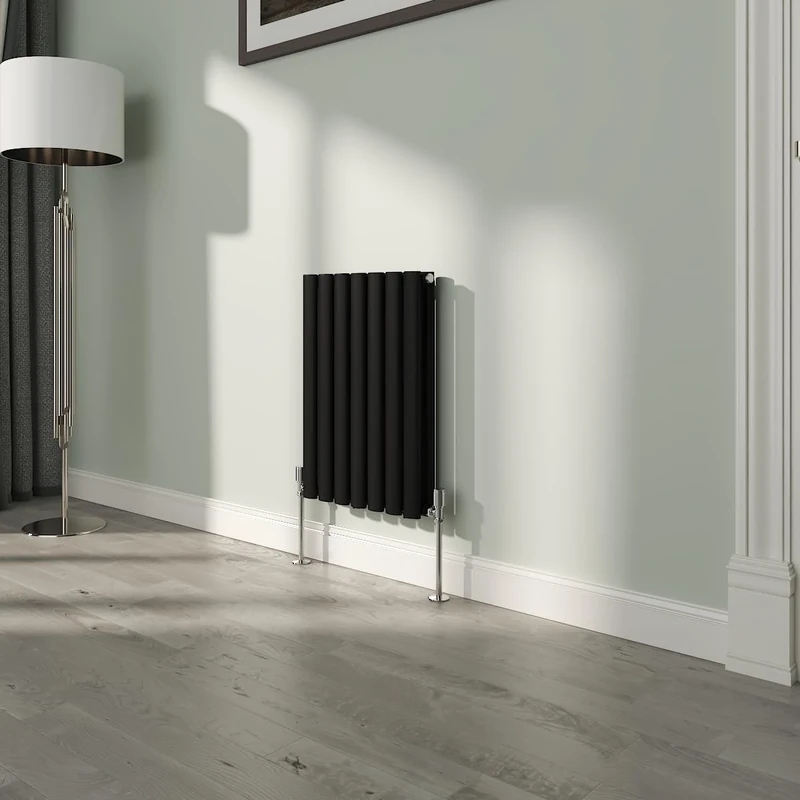 NRG Premium Black Oval Double Panel Designer Radiator 600x413mm Central Heating