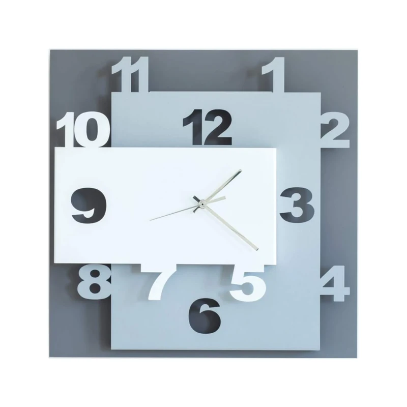 Arti & Mestieri Wall Clock, Metal, Anthracite/Aluminium/White, 40 x 8 x 40 cm