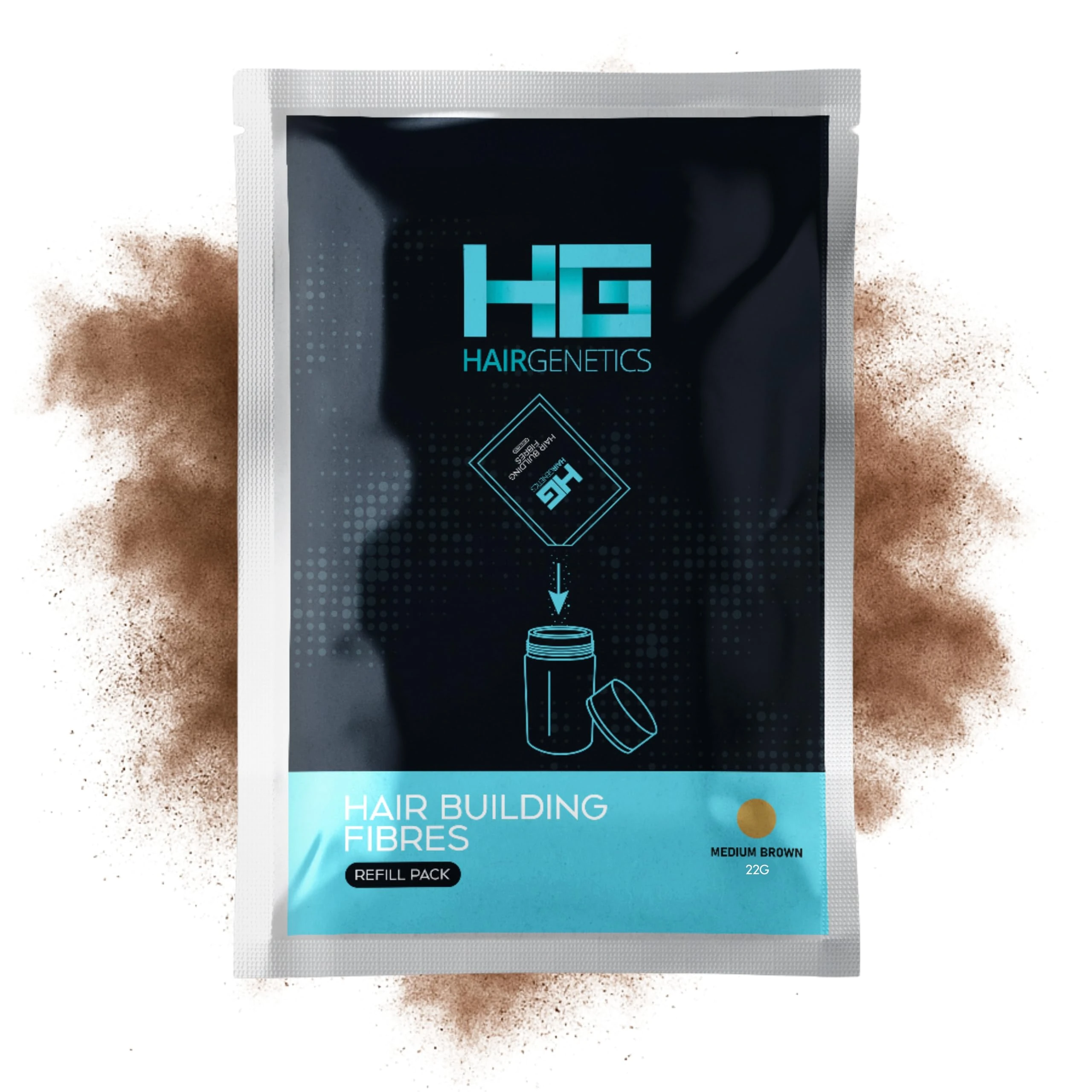 Hair Genetics Hair Fibres Medium Brown 22g Refill Pack for Hair Loss Treatment and Thinning Hair