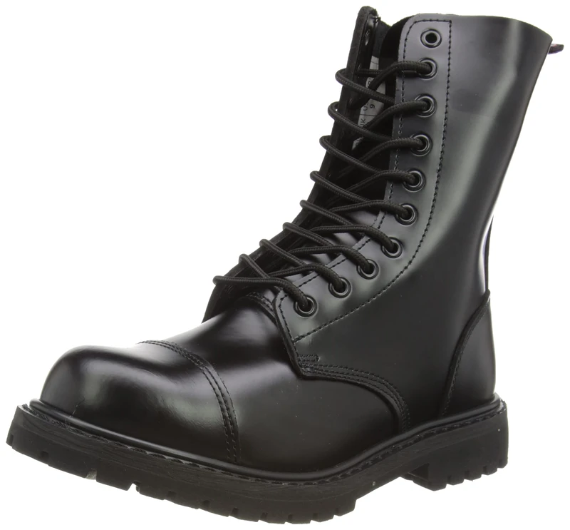 Mil-Tec - Invader 10 hole boots black steel toe cap leather shoes Ranger, Invader, 4 UK - Image 1