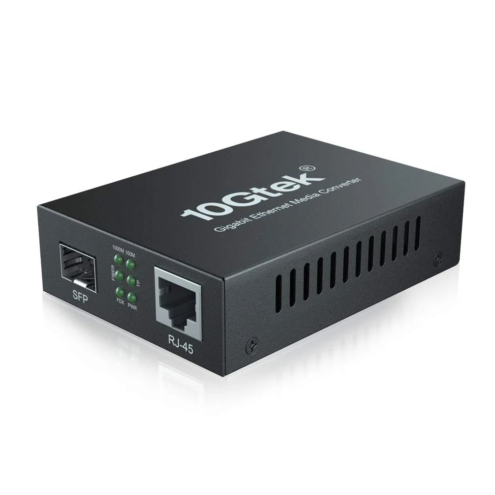 Gigabit Ethernet Media Converter, Open SFP Slot, 10/100/1000M RJ45 to 1000M SFP, with a British Power Supply