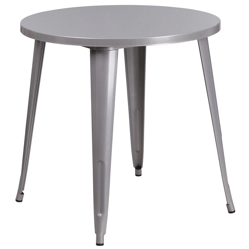 Flash Furniture Round Indoor-Outdoor Table, Metal, Silver, 77.47 x 77.47 x 12.7 cm