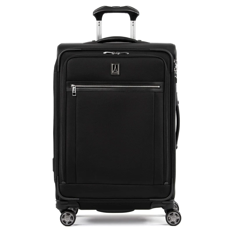 Travelpro Platinum Elite Softside Expandable Spinner Wheel Luggage, Shadow Black, Checked-Medium 25-Inch, Platinum Elite Softside Expandable Spinner Wheel Luggage