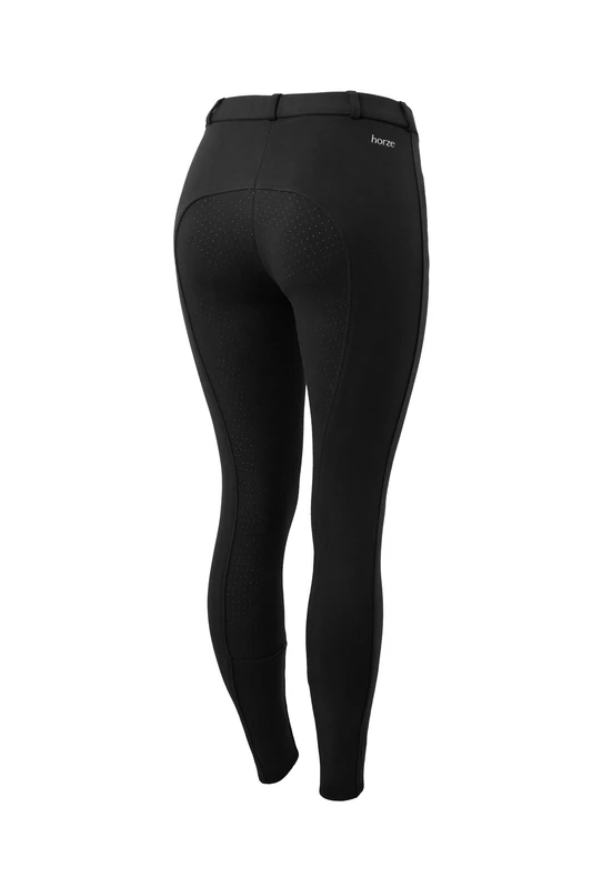 Horze Women Riding Breeches Active, Mid Waist Silicone Full Seat Breeches, Black, 34 - Image 1