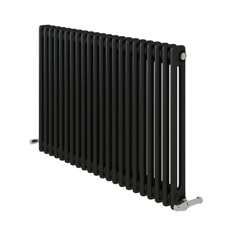 iBathUK Regency Wall-Mounted Horizontal 2 Column Radiator, Steel Cast Iron Style High Thermal Output Hydronic Central Heating, Traditional Designer Radiator in Matt Anthracite, 600 × 1010mm