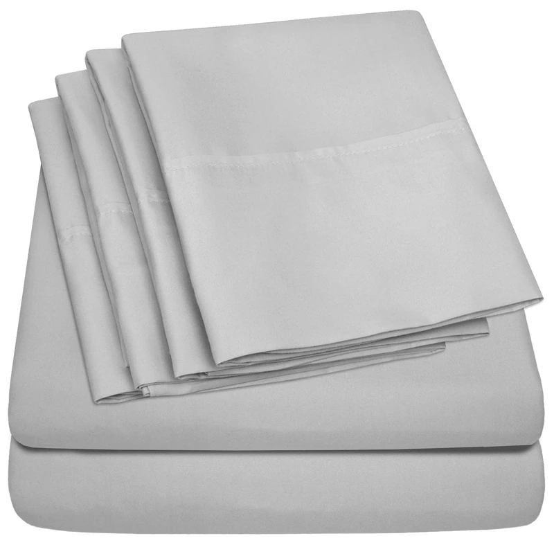 Sweet Home Collection Queen Sheets Silver - 6 Piece 1500 Supreme Collection Fine Brushed Microfiber Deep Pocket Sheet Set - 2 Extra Pillow Cases, Great Value