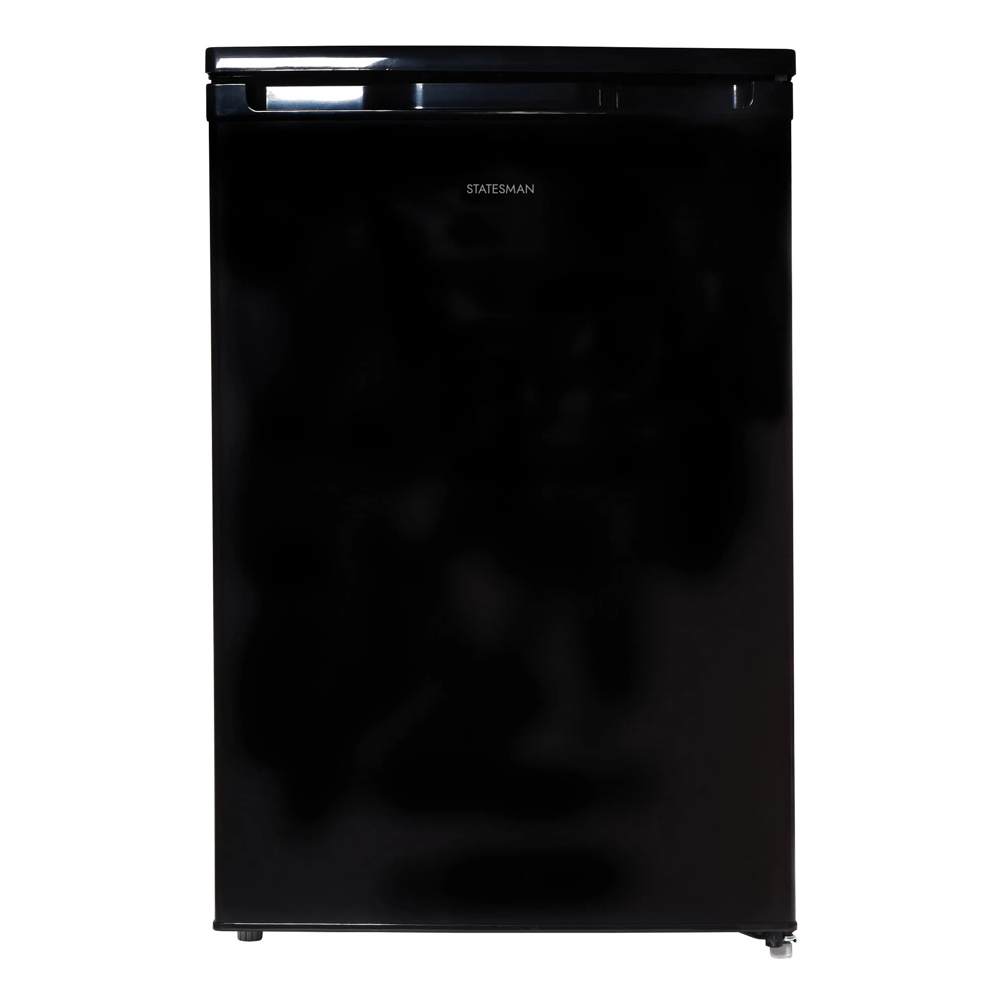 Statesman R155B Under Counter Fridge with 4* Ice Box, 55cm, Fridge 97 Litres, Freezer 16 Litres, 1 Adjustable Glass Shelf, Reversible Doors, Internal Light, Large Salad Drawer, Black