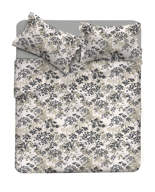 Satin Digital Printed Double Satin Bed Set, Grey, 300 x 260 x 2 cm