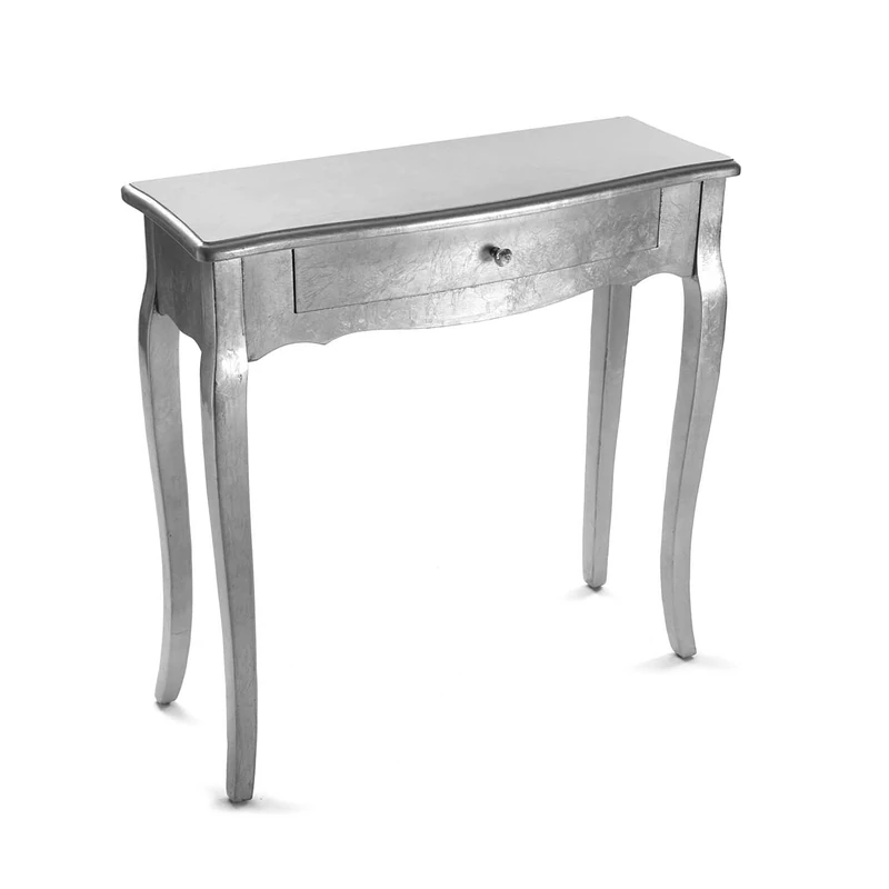 Versa Cagliari Console Table, Narrow Hallway table for Hall or Corridor, Sofa Table, with 1 drawer, Measurements (H x L x W) 80 x 30 x 80 cm, Wood, Colour Silver