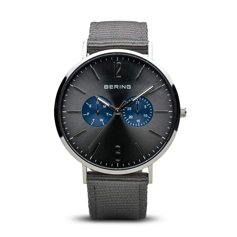 BERING Men Analog Quartz Classic Collection Watch with Calfskin Leather Strap and Sapphire Crystal 14240-803