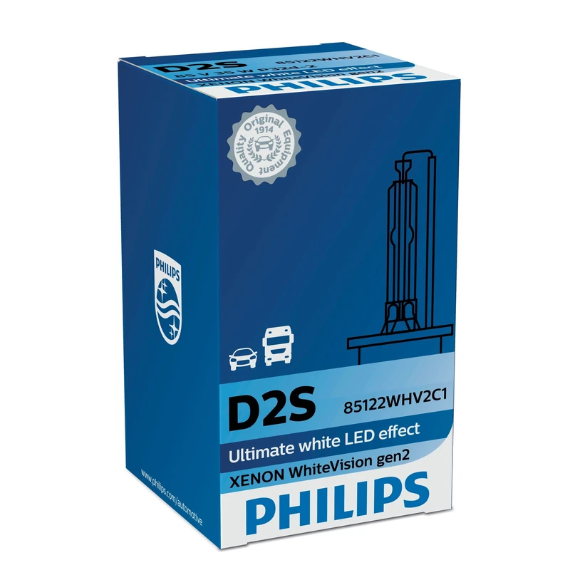 Philips WhiteVision Xenon Headlight Bulb D2S Gen2, Single Blister Pack 85122WHV2C1