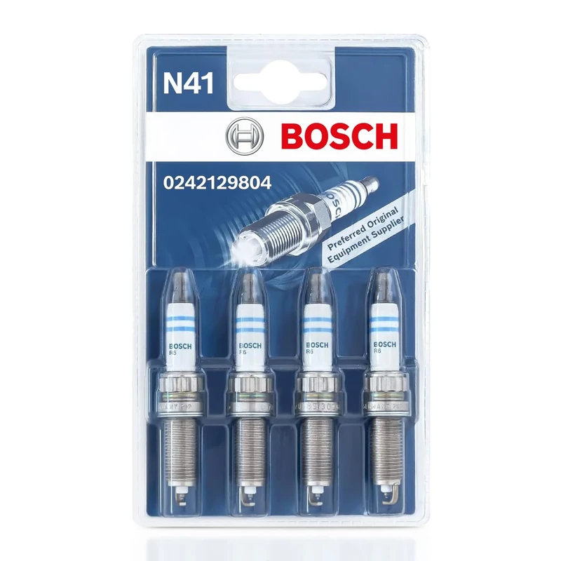 Bosch Iridium 0242129804 (N41), Spark Plug Set of 4 - for a Reliable Gasoline Engine Start and Long Service Life - with Robust Design
