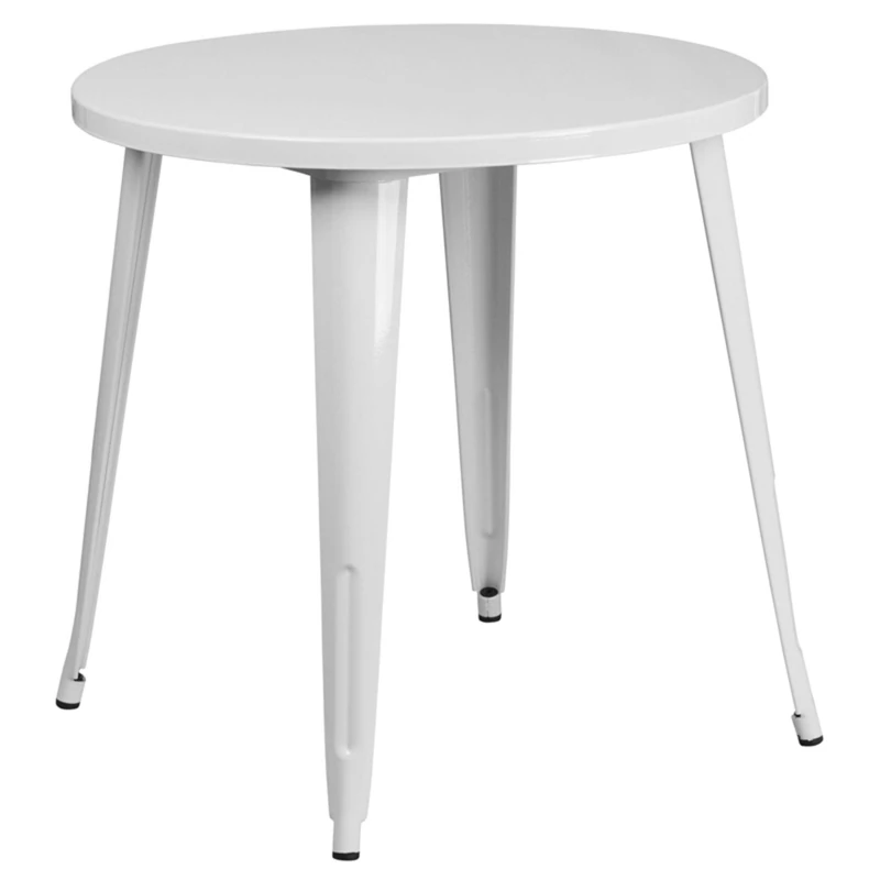 Flash Furniture Round Indoor-Outdoor Table, Metal, White, 77.47 x 77.47 x 12.7 cm