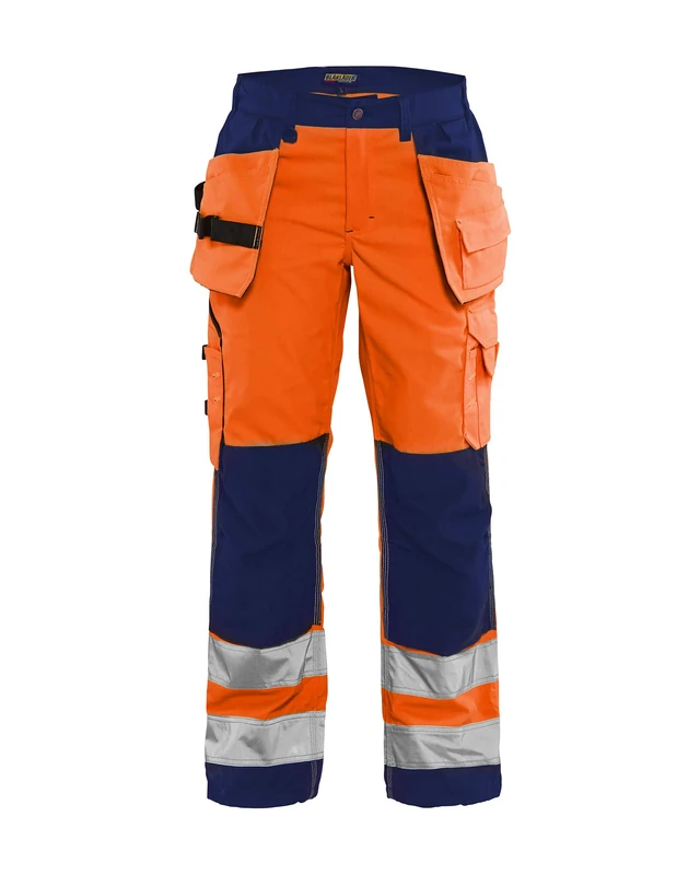 Blakläder 715618115389C44 Size C44 "High-Vis" Ladies Trousers with Nail Pockets - Orange/Navy Blue