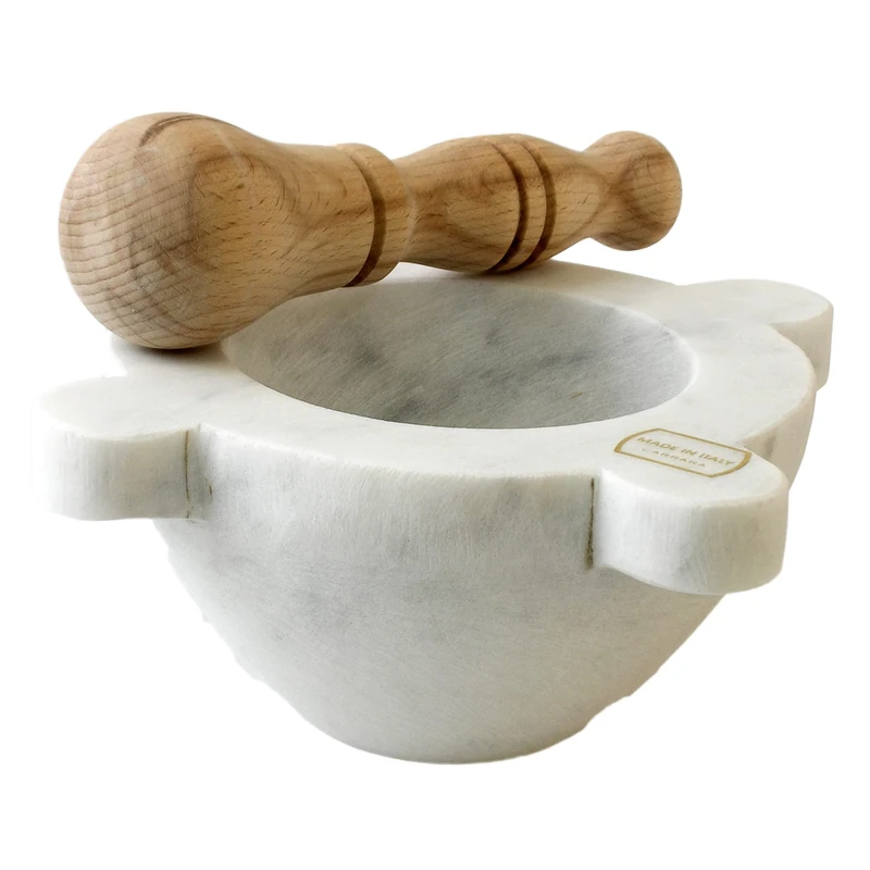 MARMO IN MRM320130 Mortar, Cm 16, H.09 Marble, White, with Pest