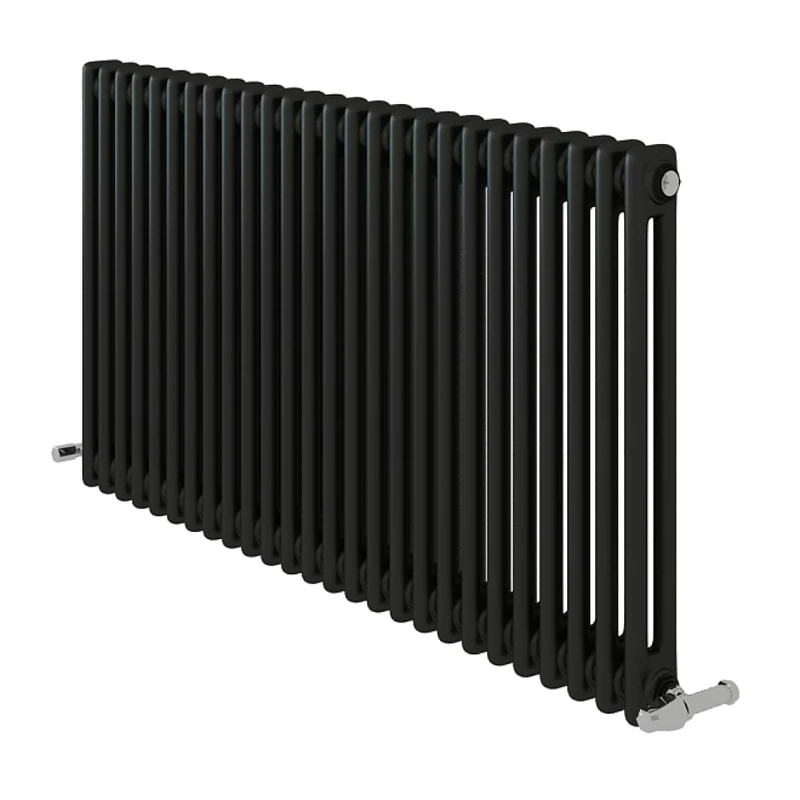 iBathUK Regency Wall-Mounted Horizontal 2 Column Radiator, Steel Cast Iron Style High Thermal Output Hydronic Central Heating, Traditional Designer Radiator in Matt Anthracite, 600 × 1190mm