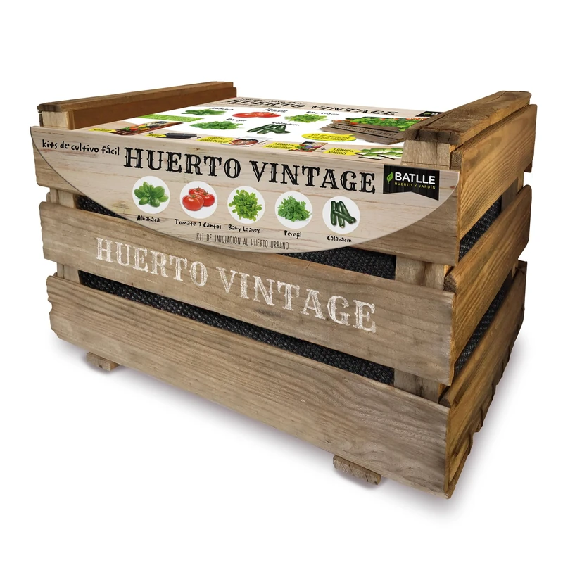 Seeds Batlle – Complete Kit Huerto Urbano Vintage, 50 x 33 x 30 cm