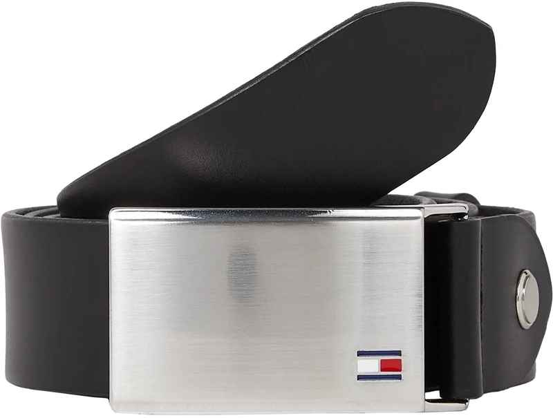 Tommy Hilfiger Men's Th Plaque Belt 3.5 Adj Belt, Black (Black), 90