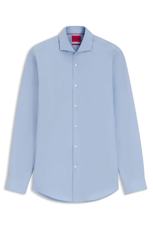 HUGO Slim-fit Shirt in Cotton with Spread Collar Blue
