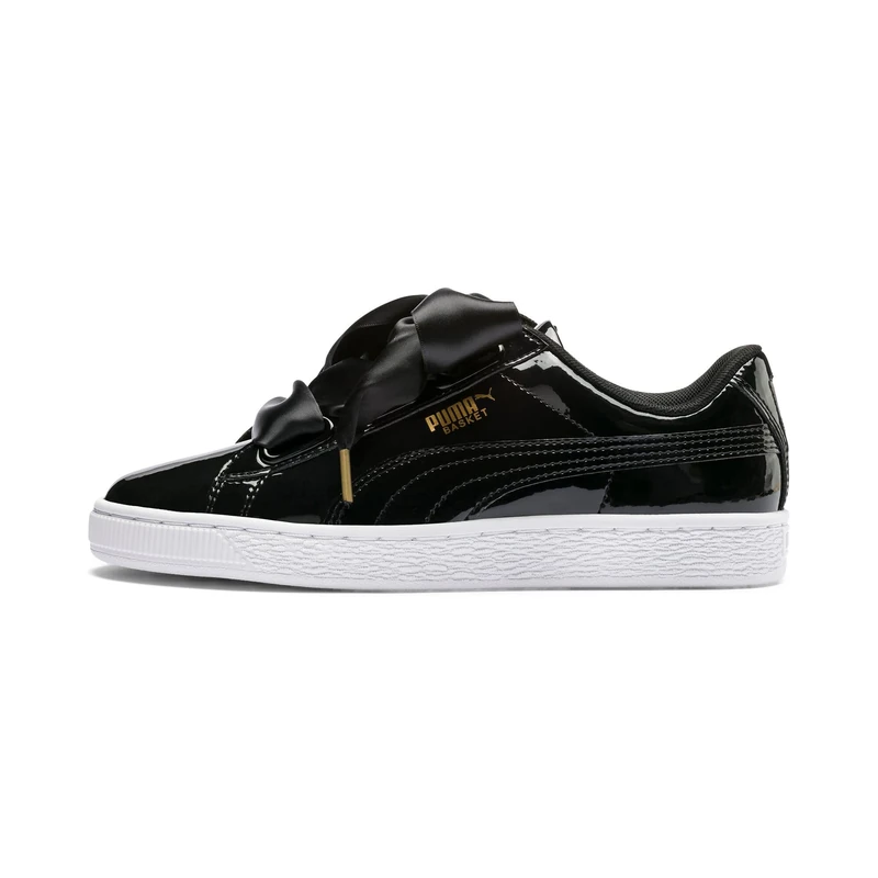 PUMA Women's Basket Heart Patent Wn's Trainers, Puma Black-Puma Black, 3.5 UK