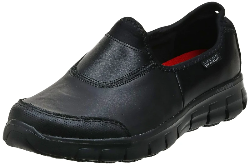 Skechers Women's Sure Track Work Shoes, Black Black Leather Bbk, 5.5 UK