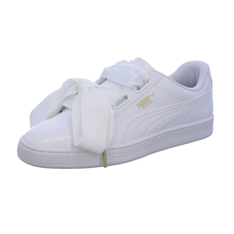 PUMA Women's Basket Heart Patent Wn's Trainers, Puma White-Puma White, 6 UK