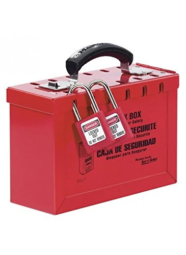 Caledonia Signs 53332 Portable Group Lockout Box, Red