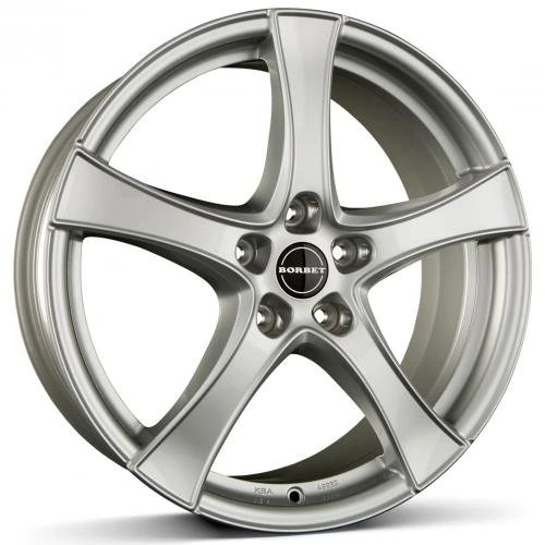Borbet F2 7.5 x 18 ET 52 Bolt Circle 5 x 114.3 Hub Centering 67.1 F2 75852114.3567.1BS/T, Brilliant Silver
