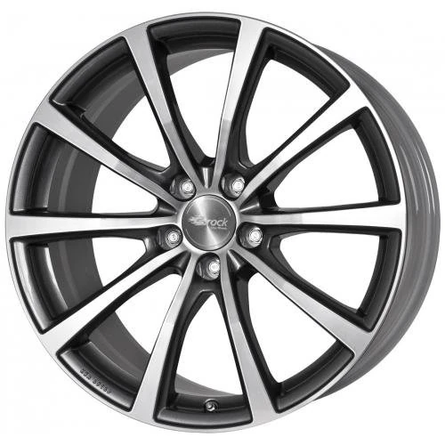 Brock B32 8.5 x 18 ET 48 Bolt Circle 5 x 112 Hub Centering 66.6 580071120, Himalaya-Grey Front-Polished