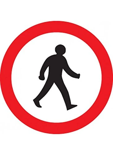 Caledonia Signs 57723 Pedestrians Prohibited Class R2 Permanent, 600 mm Diameter, 3 mm Aluminium Composite