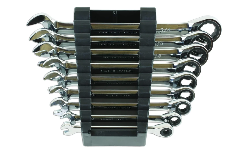 Laser 6699 AF Ratchet Ring Combination Spanner Set 9pc - Image 1