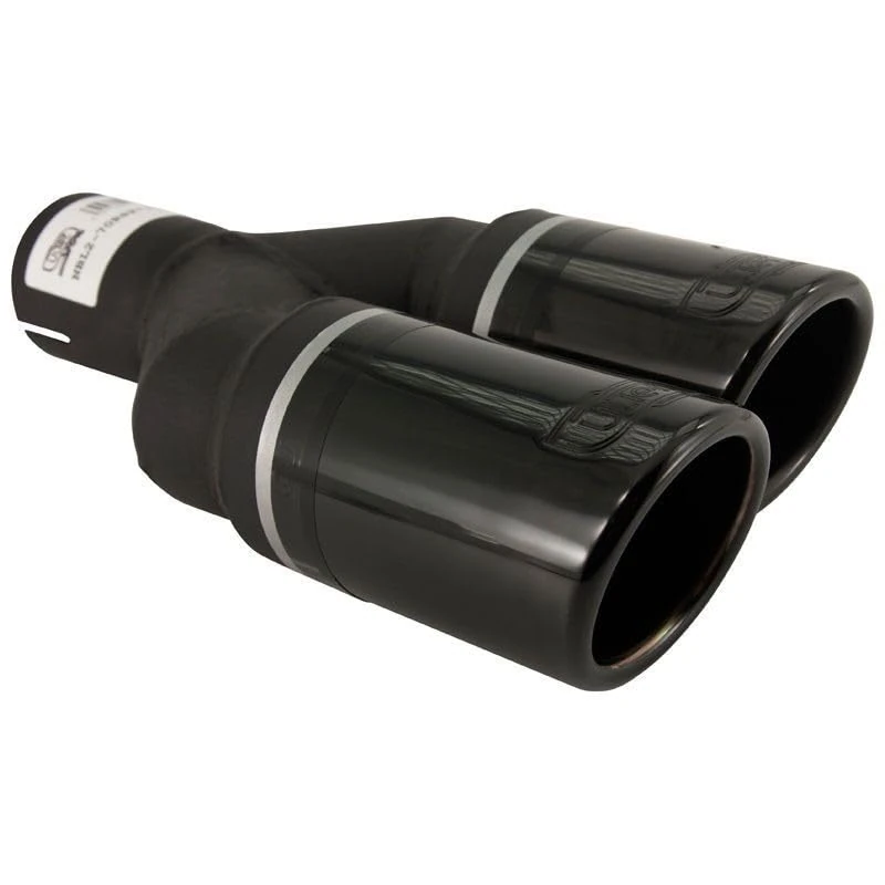 Ulter Sport Exhaust finisher (right) - Double Round Ø70mm - Length 200/180mm - Installation ->50mm - Inox Black