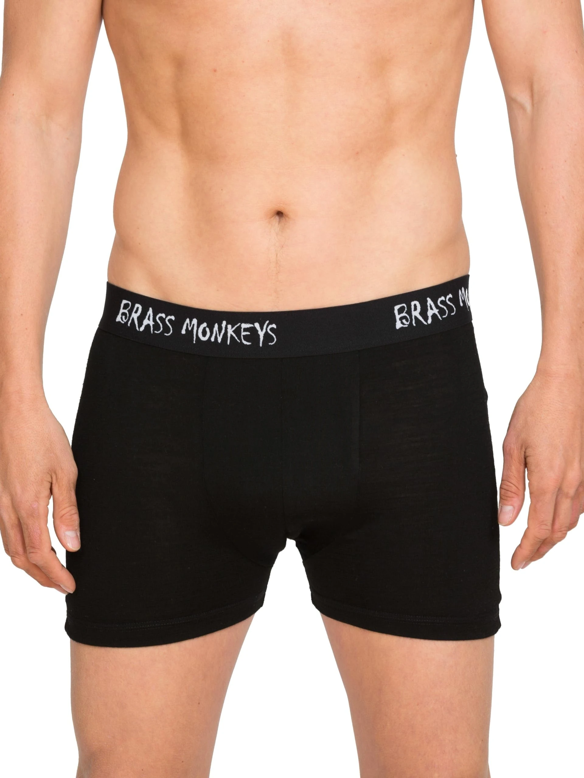 Brass Monkeys - 100% Pure Merino Wool - Boxers - New Zealand Made - Warm & Soft, Thermal Underwear - Perfect for Outdoor Sports - Black, XXL