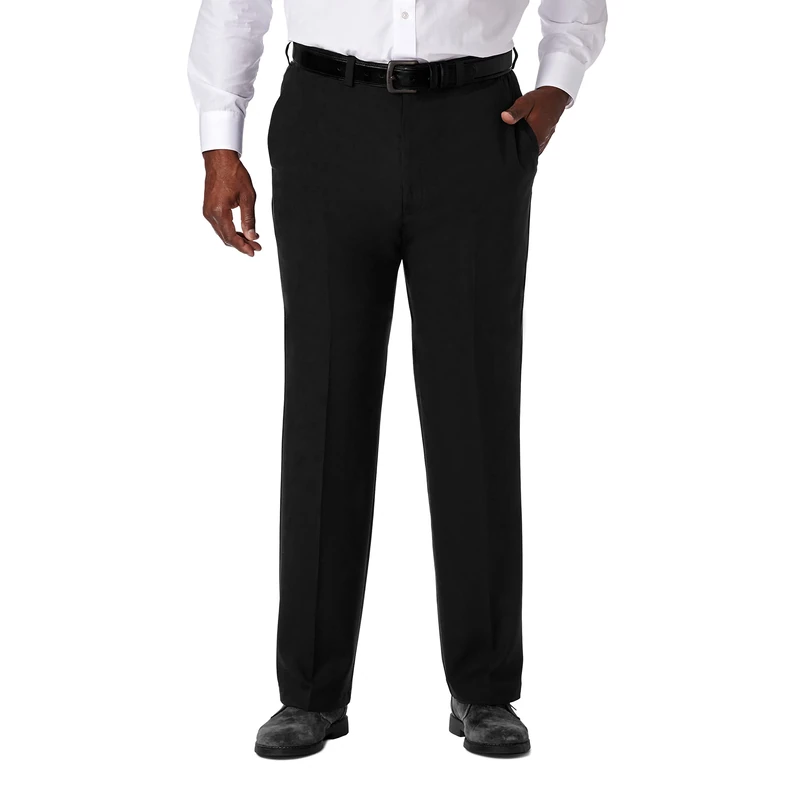 Haggar mensCool 18 Pro Classic Fit Flat Front Expandable Waist Pant Casual Pants - Black - 36W x 34L